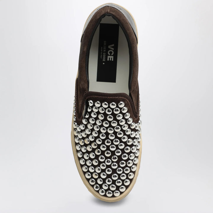 Golden Goose - Brown suede slip-on shoes with studs Brand Apparel &amp; Accessories
