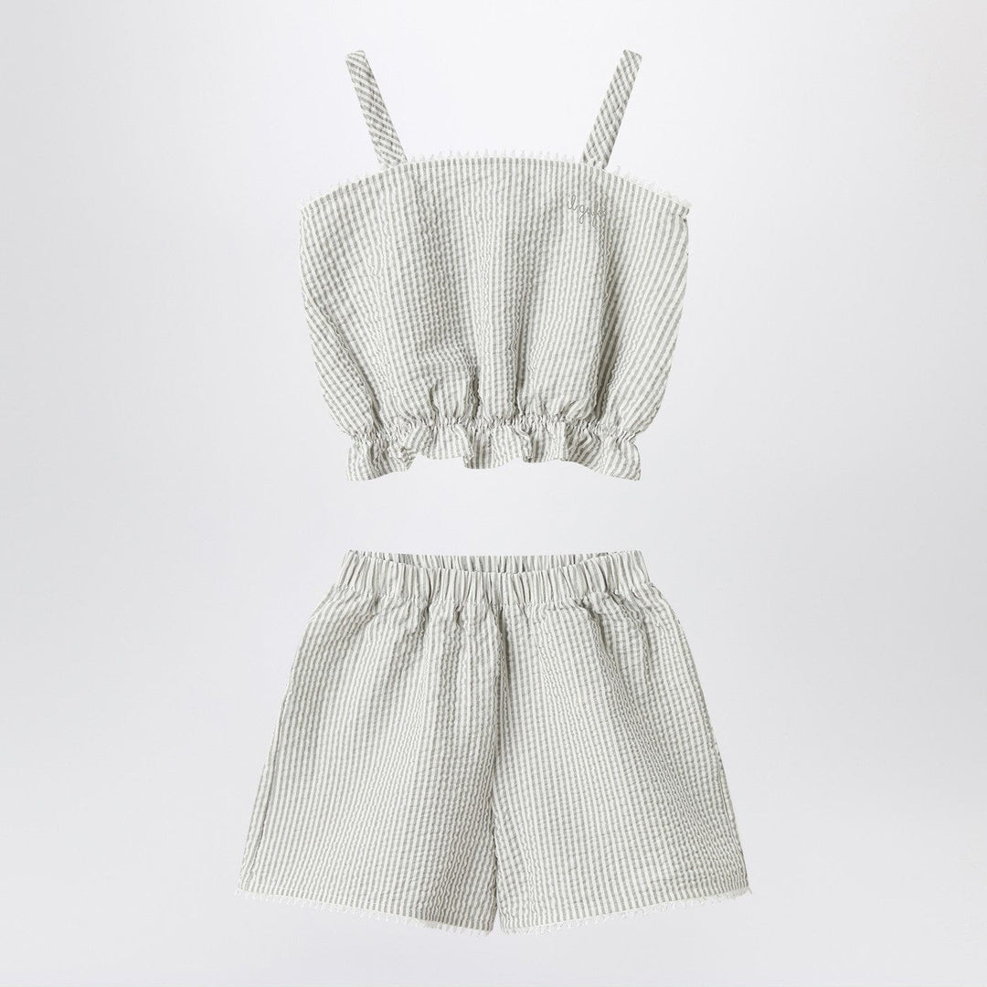 Apparel &amp; Accessories Il Gufo - Granite-coloured set in striped seersucker Brand
