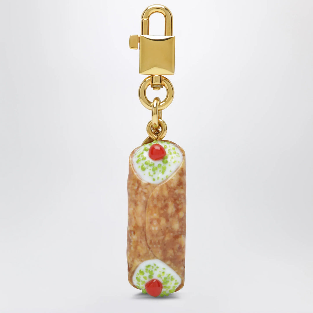 Dolce&amp;Gabbana - Cannolo charm keyring in metal and resin, multicolor Brand Apparel &amp; Accessories > Jewelry TU