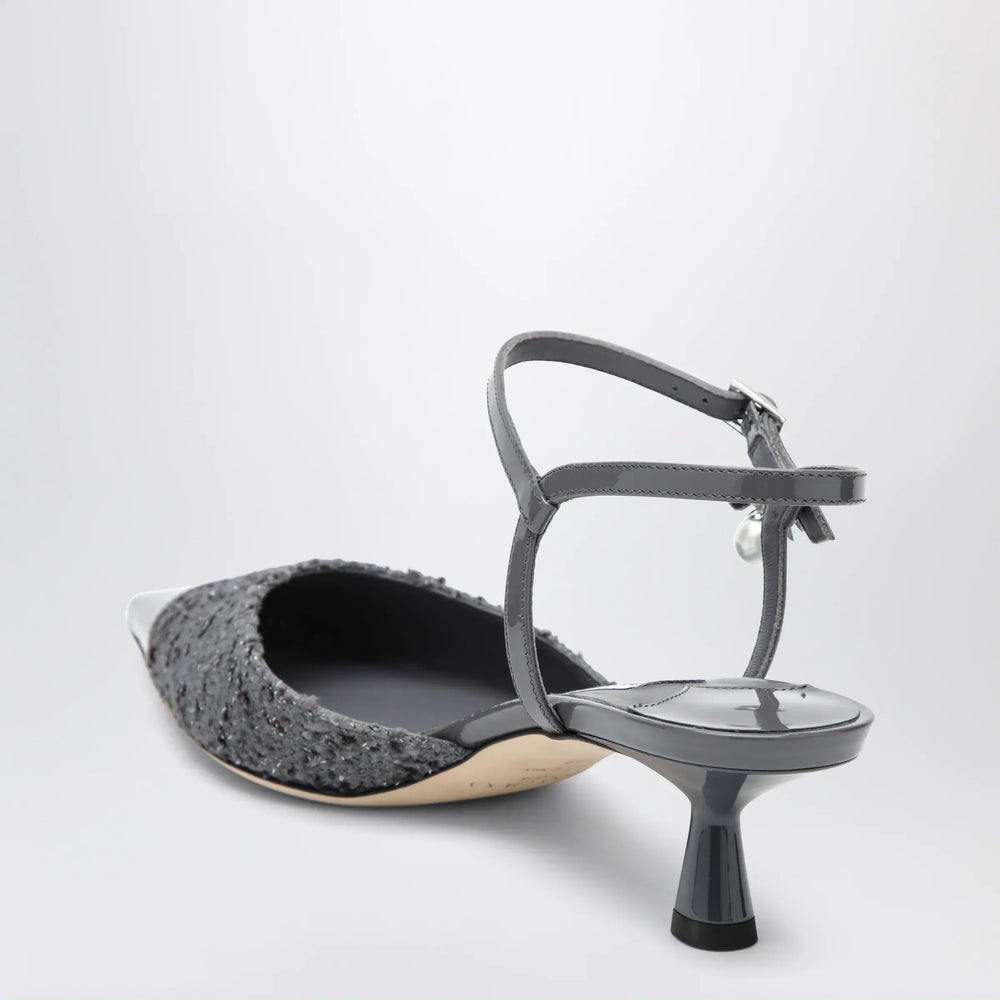 Jimmy Choo - Aren graphite leather and fabric slingbacks Brand Apparel & Accessories
