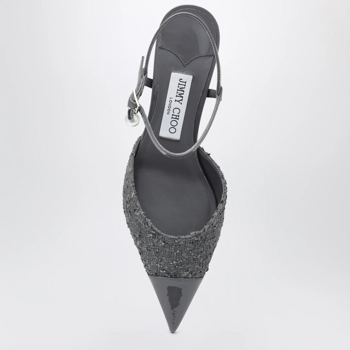 Jimmy Choo - Aren graphite leather and fabric slingbacks Brand Apparel &amp; Accessories