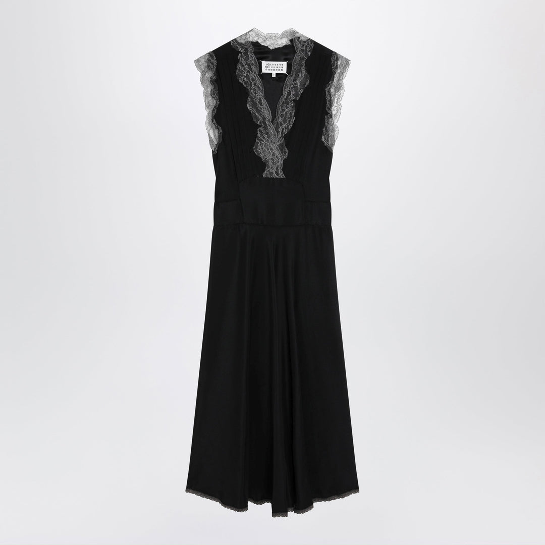 Apparel &amp; Accessories Maison Margiela - Black silk midi dress with lace Brand