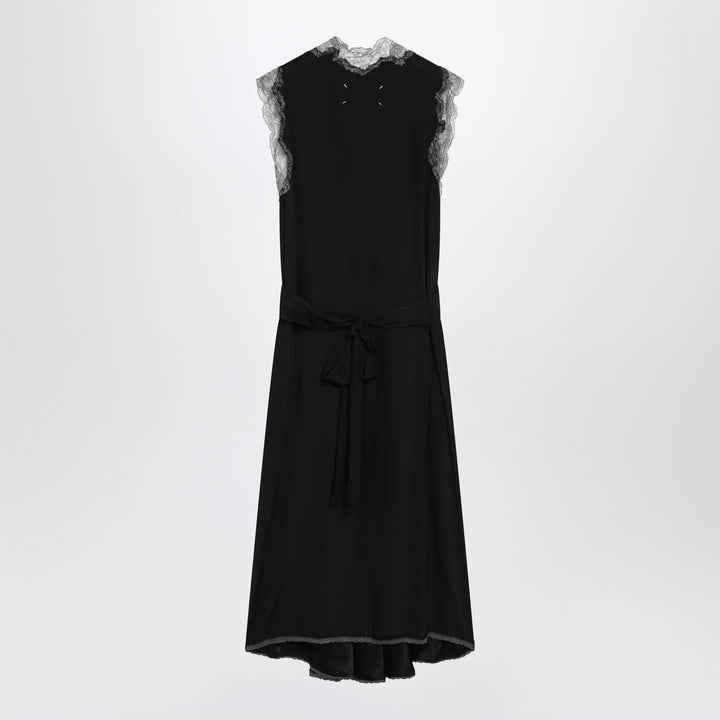 Maison Margiela - Black silk midi dress with lace Brand Apparel &amp; Accessories