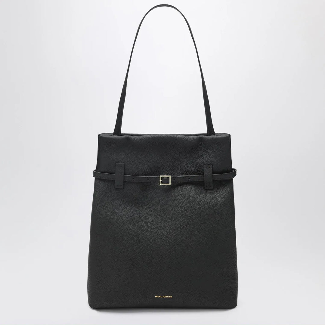 Manu Atelier - Tote Du Jour tote bag in black calfskin Brand Apparel &amp; Accessories TU