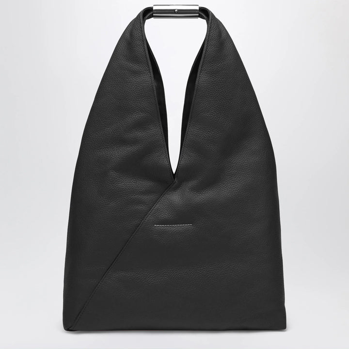 MM6 Maison Margiela - Large Japanese Bag with jewel handle in black leather Brand Apparel &amp; Accessories U
