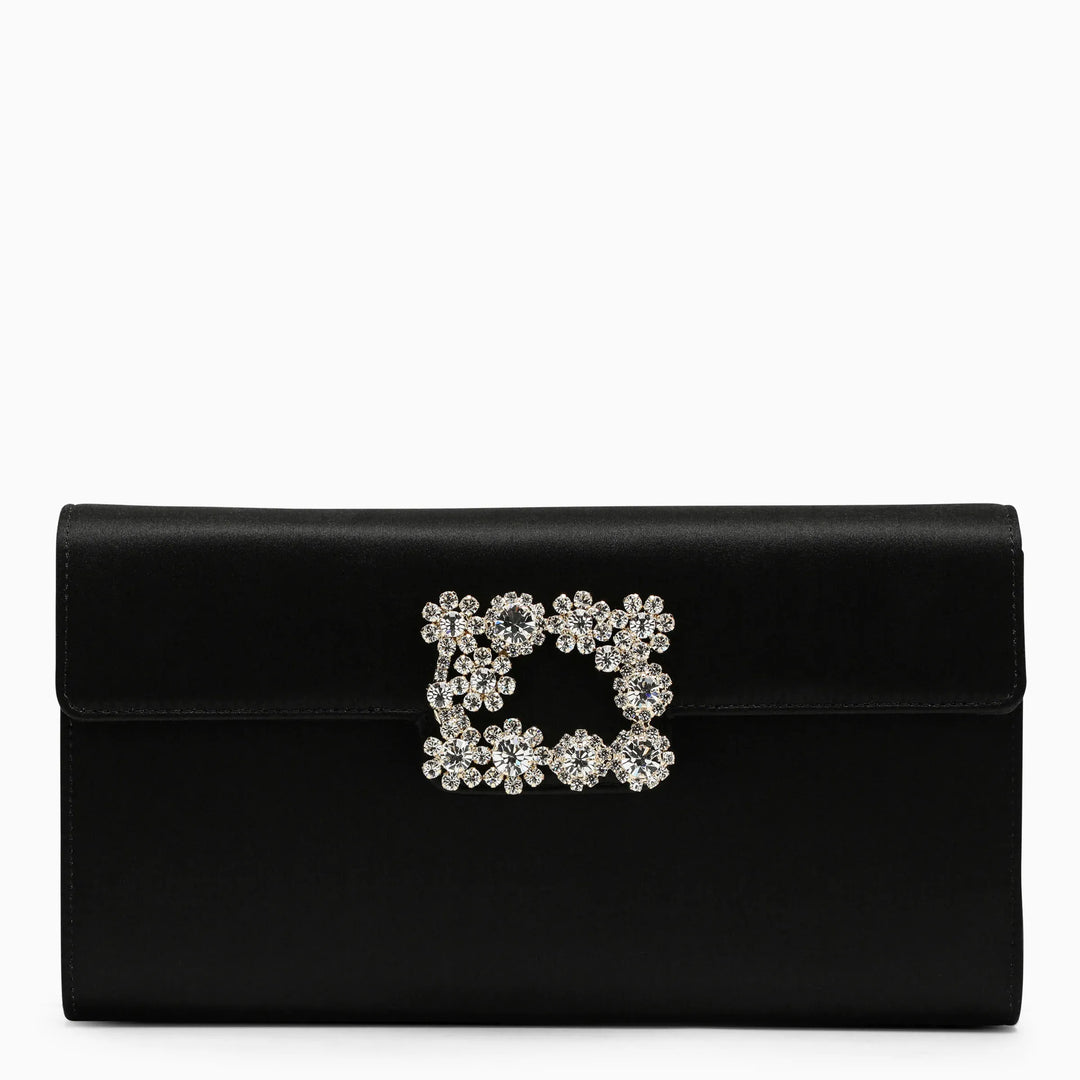 ROGER VIVIER - Black satin clutch bag with buckle Brand Apparel &amp; Accessories U