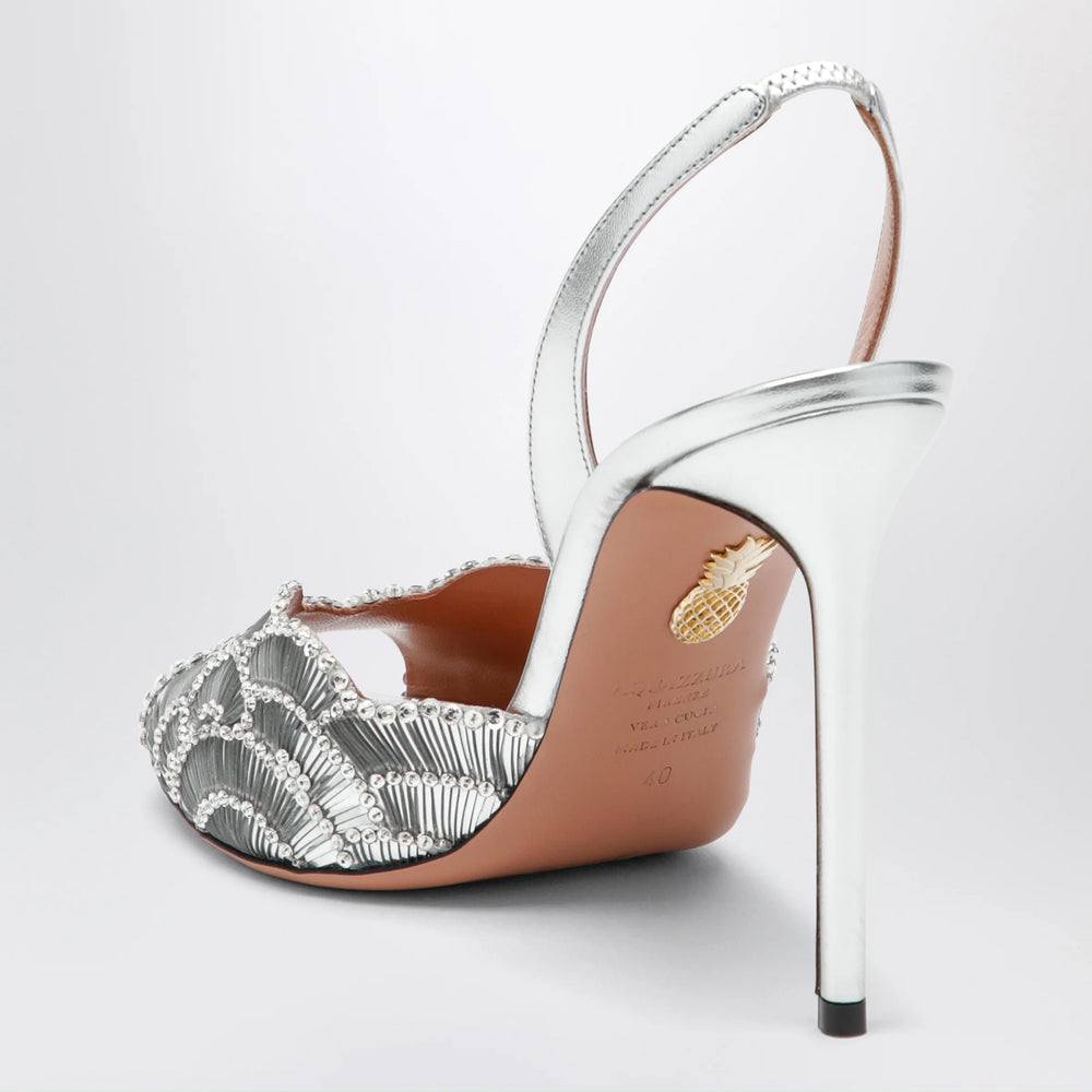 Aquazzura - Ce Soir silver sandals in nappa leather Brand Apparel & Accessories > Shoes