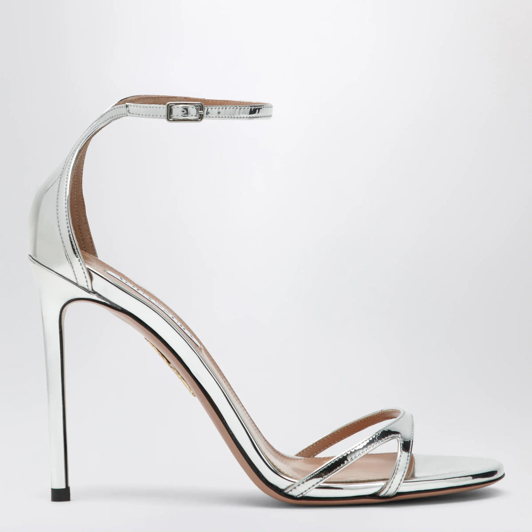 Aquazzura - Nuda 85 sandals in silver metallic leather Brand Apparel &amp; Accessories > Shoes 36 IT
