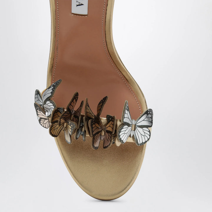 Aquazzura - Papillon 105 metallic leather sandals in soft gold Brand Apparel &amp; Accessories > Shoes