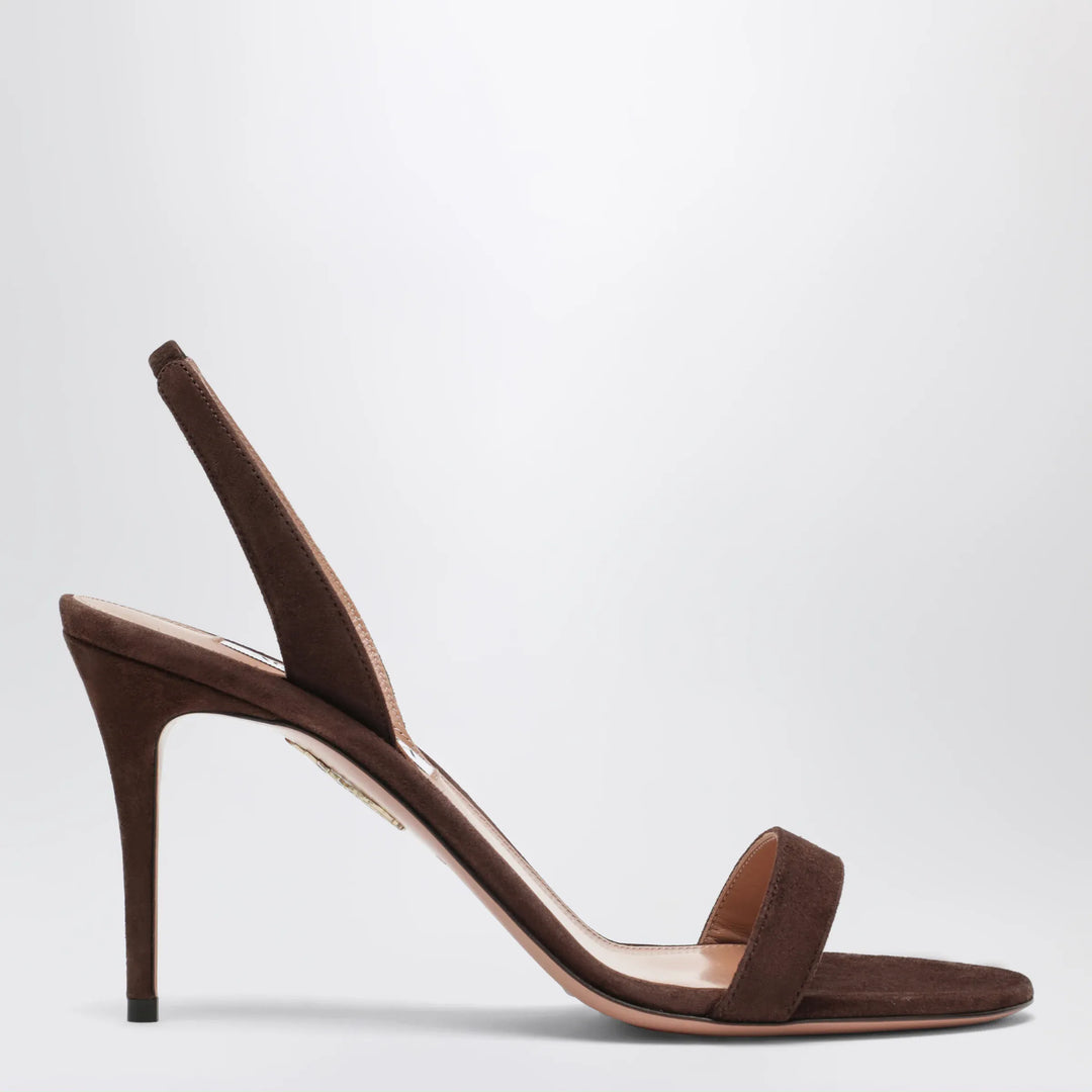 Aquazzura - So Nude mid-heel sandals in Espresso Brand Apparel & Accessories > Shoes 36 IT
