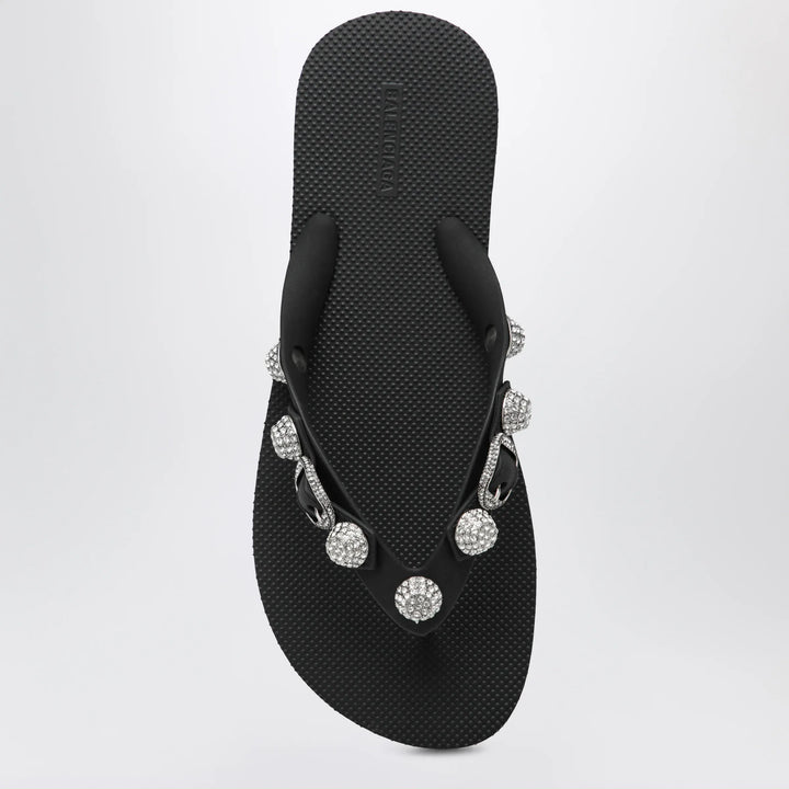 Balenciaga - Cagole crystal-studded rubber thong sandals, black Brand Apparel &amp; Accessories > Shoes 38 IT
