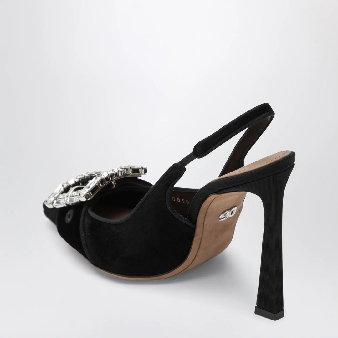 Dolce&amp;Gabbana - Black velvet slingback pumps with jeweled buckle Brand Apparel &amp; Accessories > Shoes