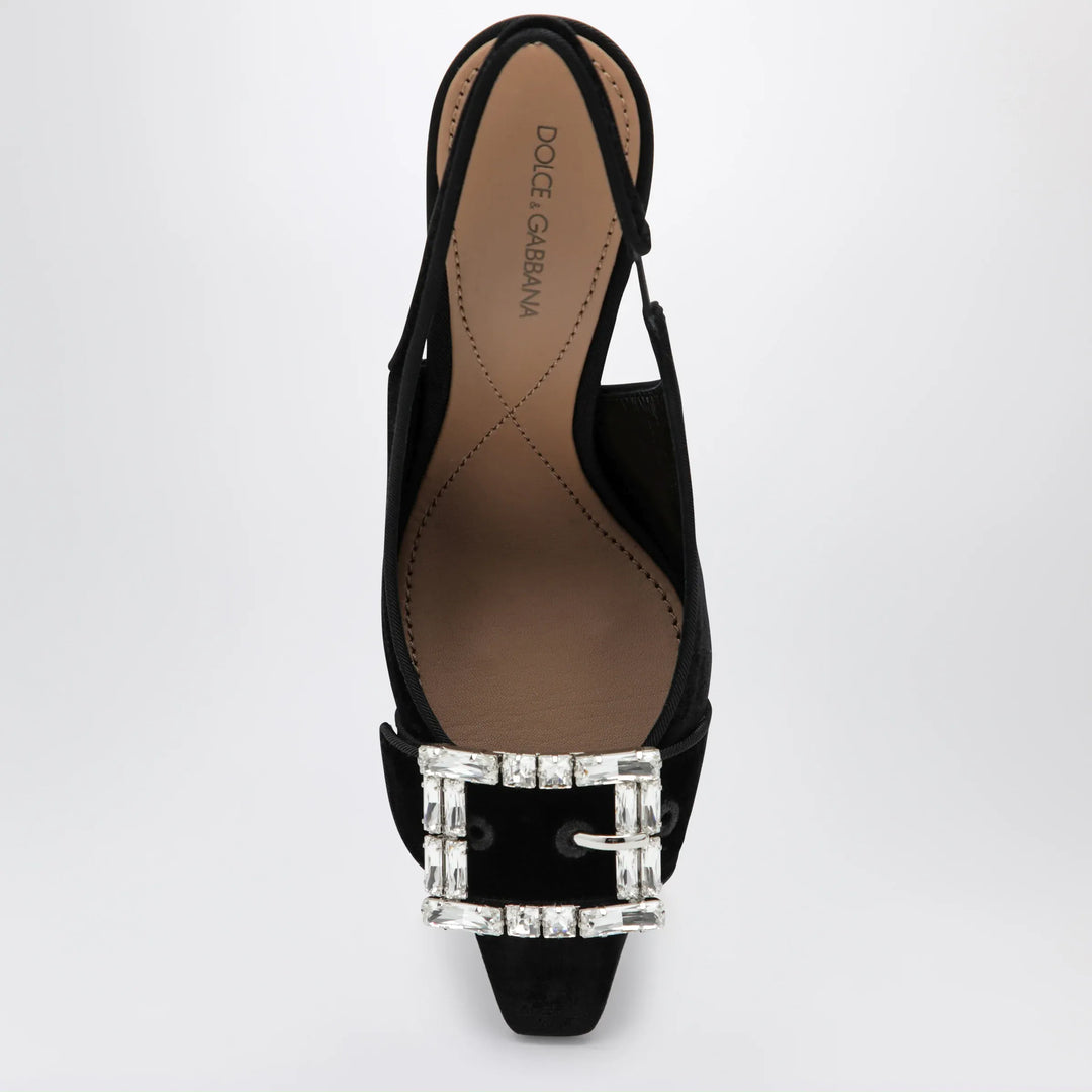 Dolce&amp;Gabbana - Black velvet slingback pumps with jeweled buckle Brand Apparel &amp; Accessories > Shoes