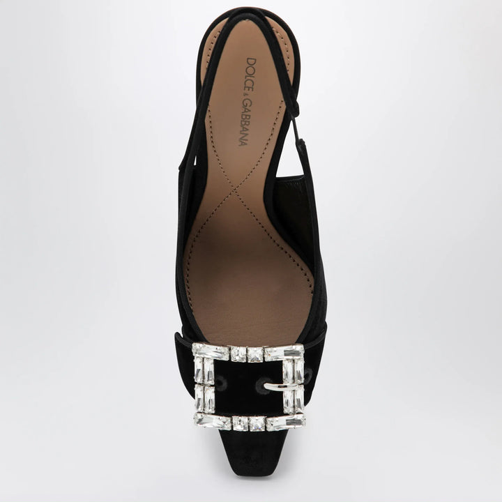 Dolce&amp;Gabbana - Black velvet slingback pumps with jeweled buckle Brand Apparel &amp; Accessories > Shoes