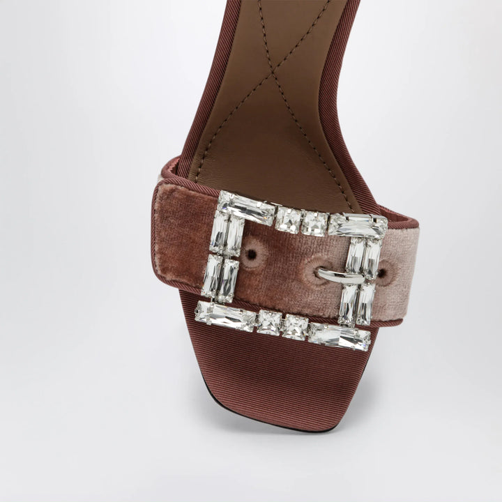 Dolce&amp;Gabbana - Velvet sandal with jewel buckle in powder pink Brand Apparel &amp; Accessories > Shoes