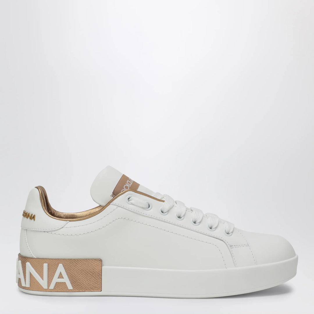 Dolce&Gabbana - White/gold Portofino sneakers Brand Apparel & Accessories > Shoes 36 IT