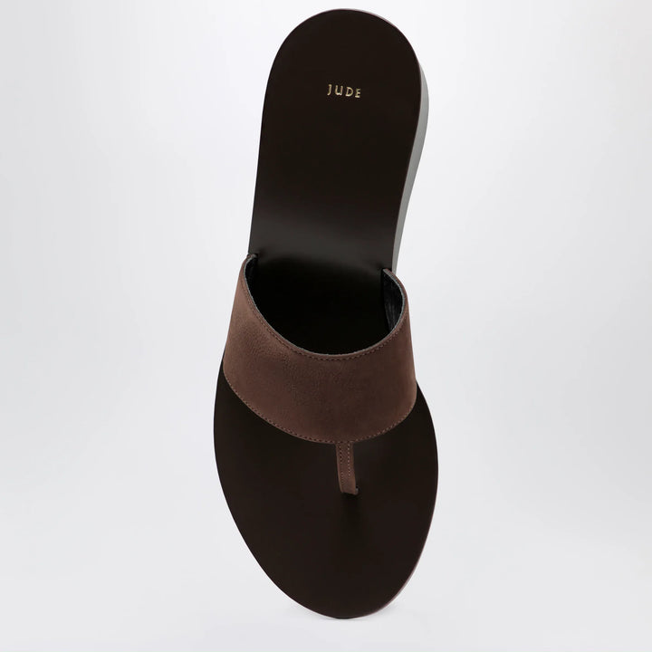 Jude - Brown high-heel suede flip-flops Brand Apparel &amp; Accessories > Shoes