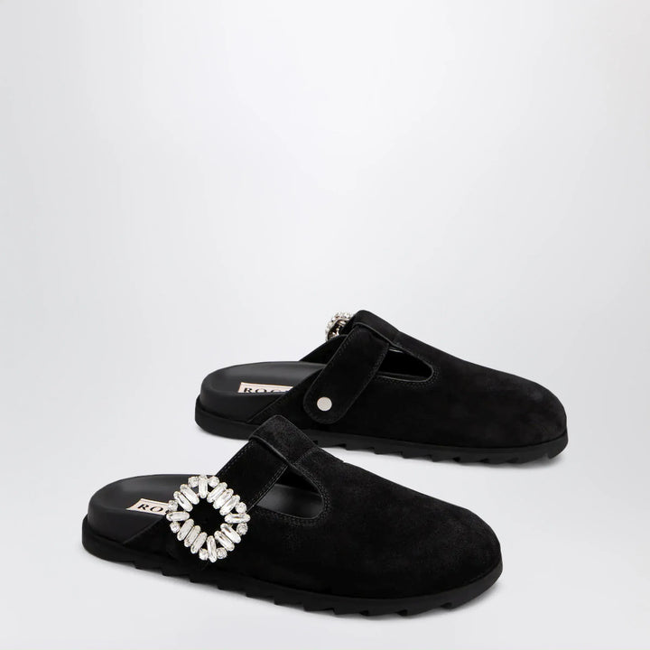 ROGER VIVIER - Black suede Mule Slidy Viv&