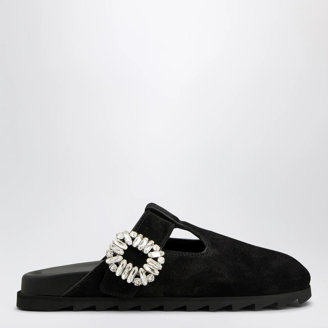 ROGER VIVIER - Black suede Mule Slidy Viv&