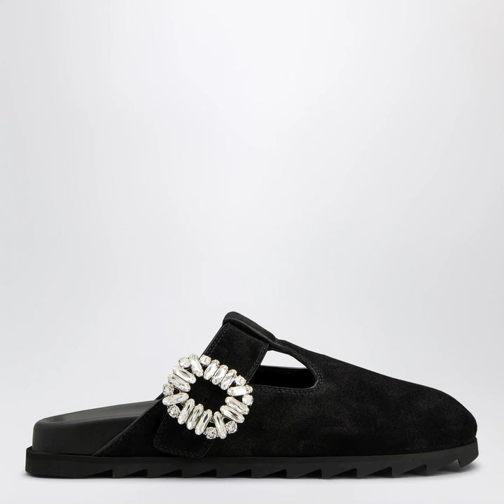 ROGER VIVIER - Black suede Mule Slidy Viv&