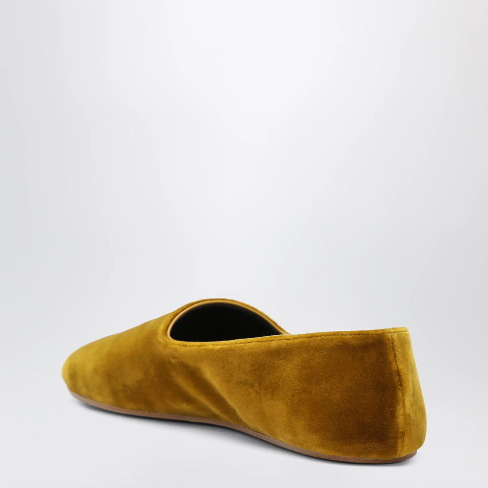 The Row - Ponti velvet slip-on slippers in mustard Brand Apparel & Accessories > Shoes