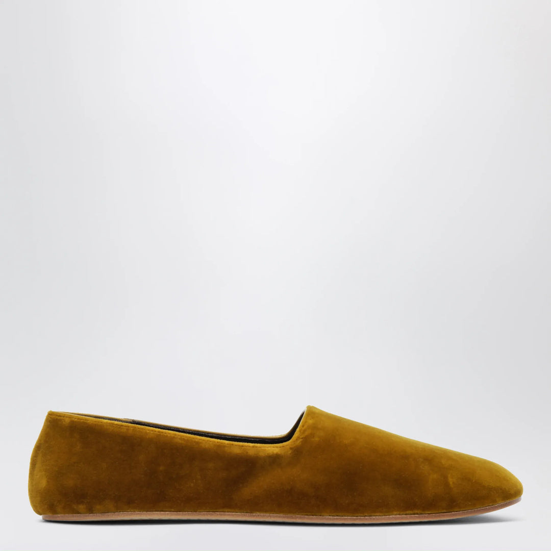 The Row - Ponti velvet slip-on slippers in mustard Brand Apparel & Accessories > Shoes 36 IT