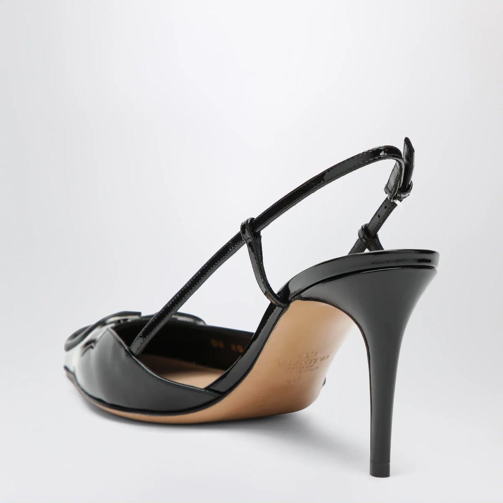 Valentino Garavani - Black Vlogo Signature patent leather slingback pumps Brand Apparel & Accessories > Shoes