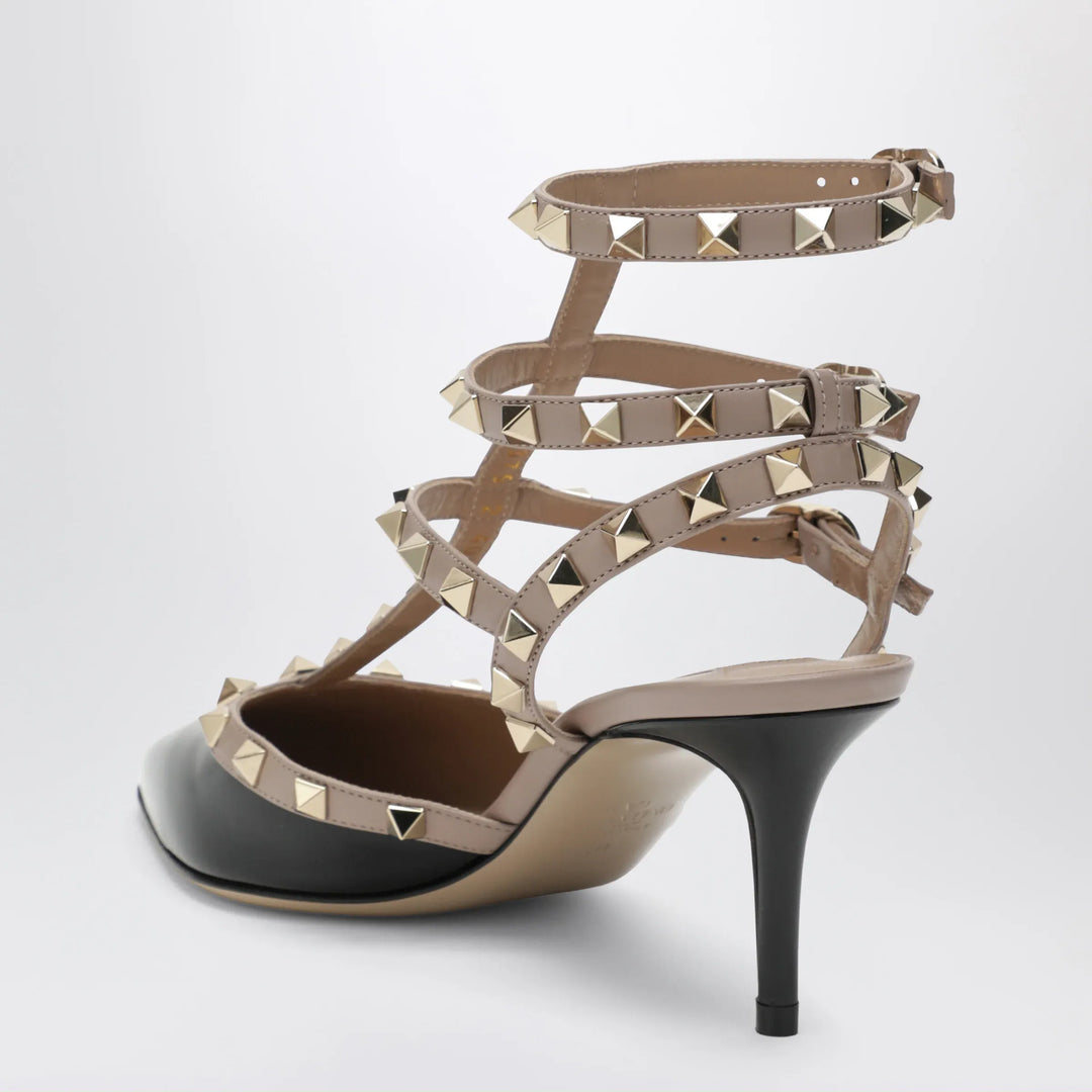 Valentino Garavani - Rockstud strap pumps in patent leather, black/powder Brand Apparel &amp; Accessories > Shoes