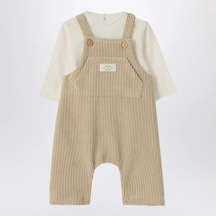 Teddy &amp; Minou - Beige outfit with corduroy overalls Brand Apparel &amp; Accessories 24M