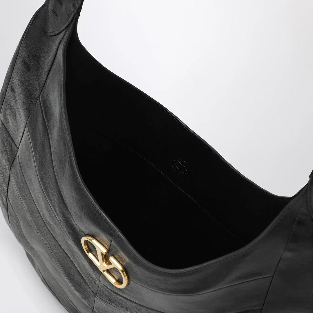 Valentino Garavani - Medium Hoboho bag in black chevron-pattern nappa Brand Apparel &amp; Accessories TU
