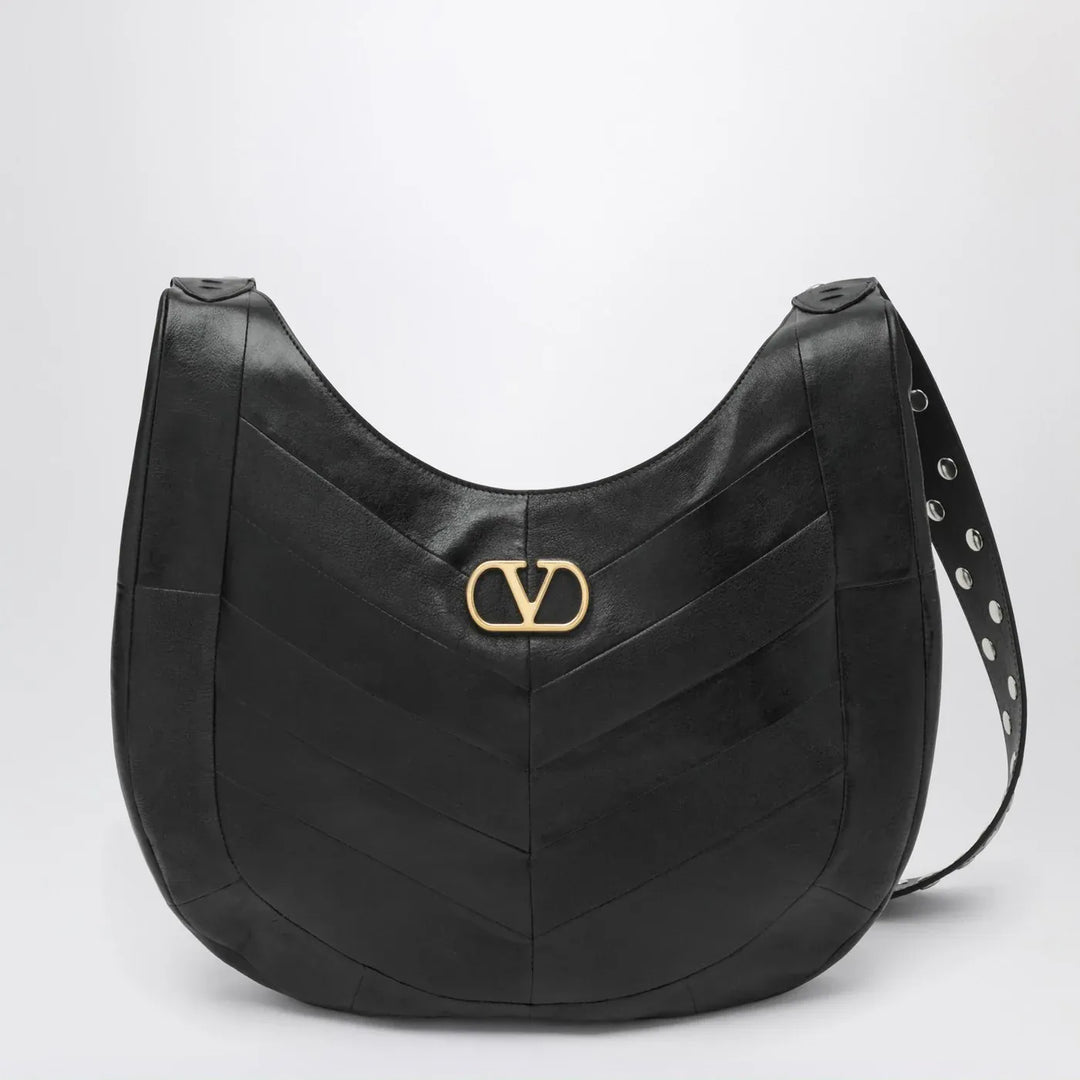 Valentino Garavani - Medium Hoboho bag in black chevron-pattern nappa Brand Apparel &amp; Accessories TU