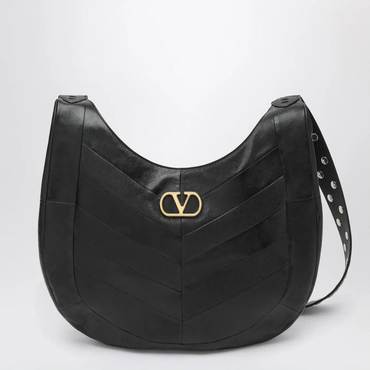 Valentino Garavani - Medium Hoboho bag in black chevron-pattern nappa Brand Apparel &amp; Accessories TU