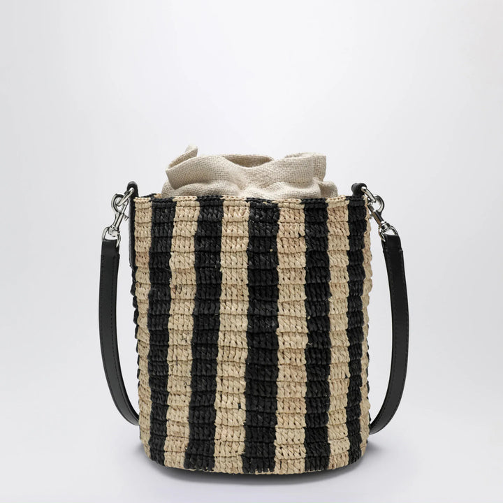 Valentino Garavani - Small bucket bag in raffia with beige and black stripes Brand Apparel &amp; Accessories TU