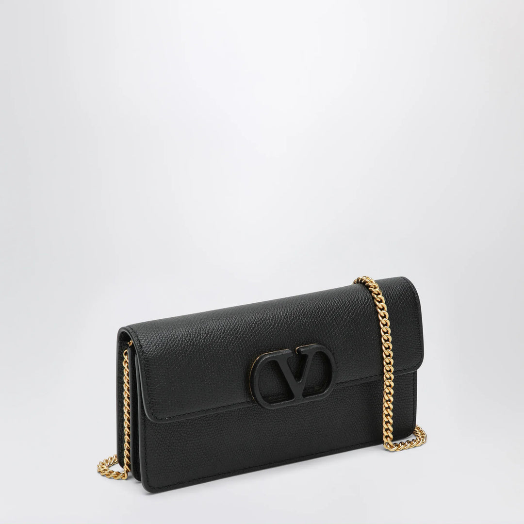 Valentino Garavani - VLogo Signature chain wallet in black leather Brand Apparel &amp; Accessories TU