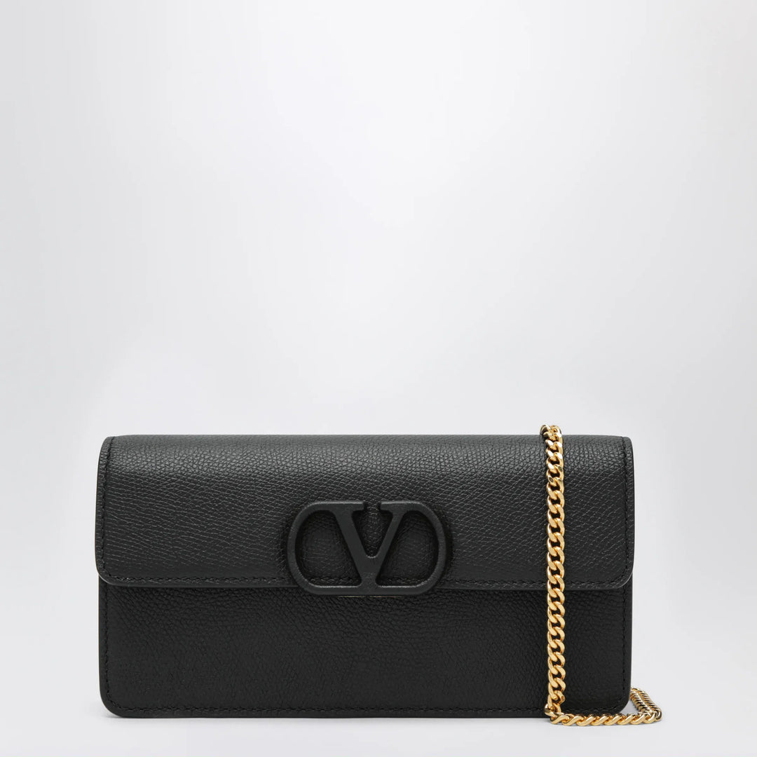 Valentino Garavani - VLogo Signature chain wallet in black leather Brand Apparel &amp; Accessories TU