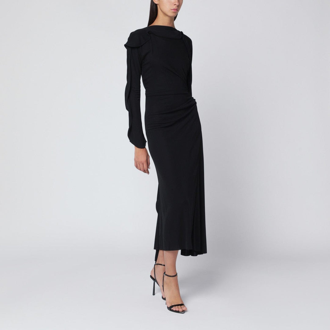 Apparel &amp; Accessories 10 UK Victoria Beckham - Black midi dress in draped jersey Brand