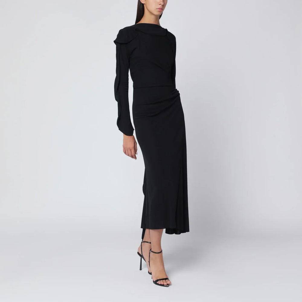 Victoria Beckham - Black midi dress in draped jersey Brand Apparel & Accessories 10 UK