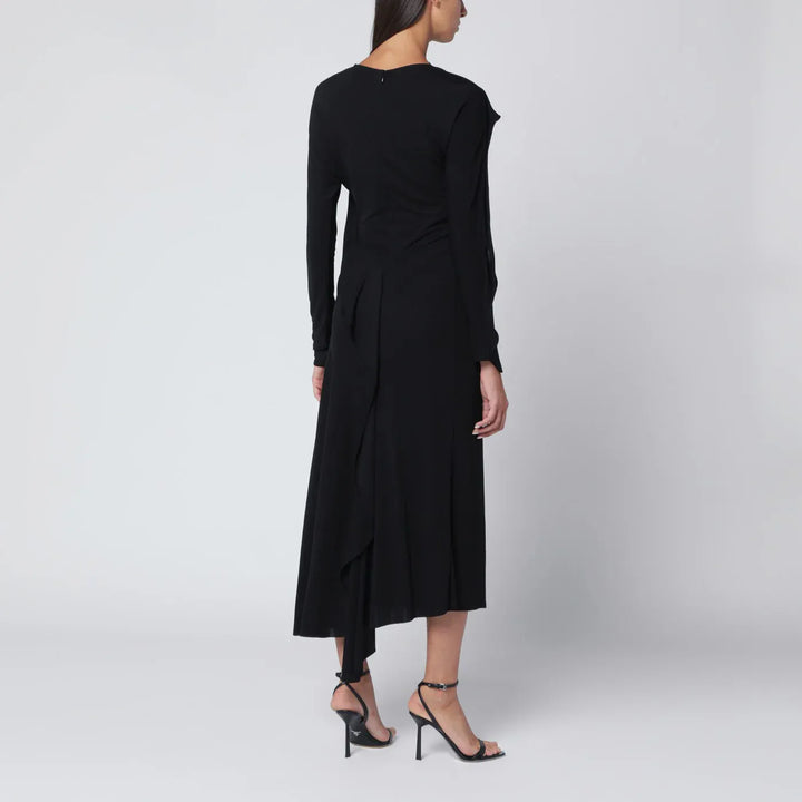 Victoria Beckham - Black midi dress in draped jersey Brand Apparel &amp; Accessories 10 UK