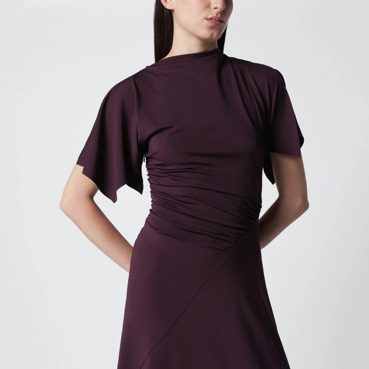 Victoria Beckham - Blackcurrant black draped midi dress Brand Apparel &amp; Accessories