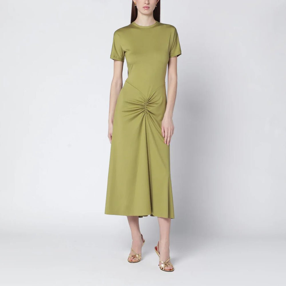 Victoria Beckham - Blaire dress with gathered waist in yellowish green Brand Apparel & Accessories 6 UK