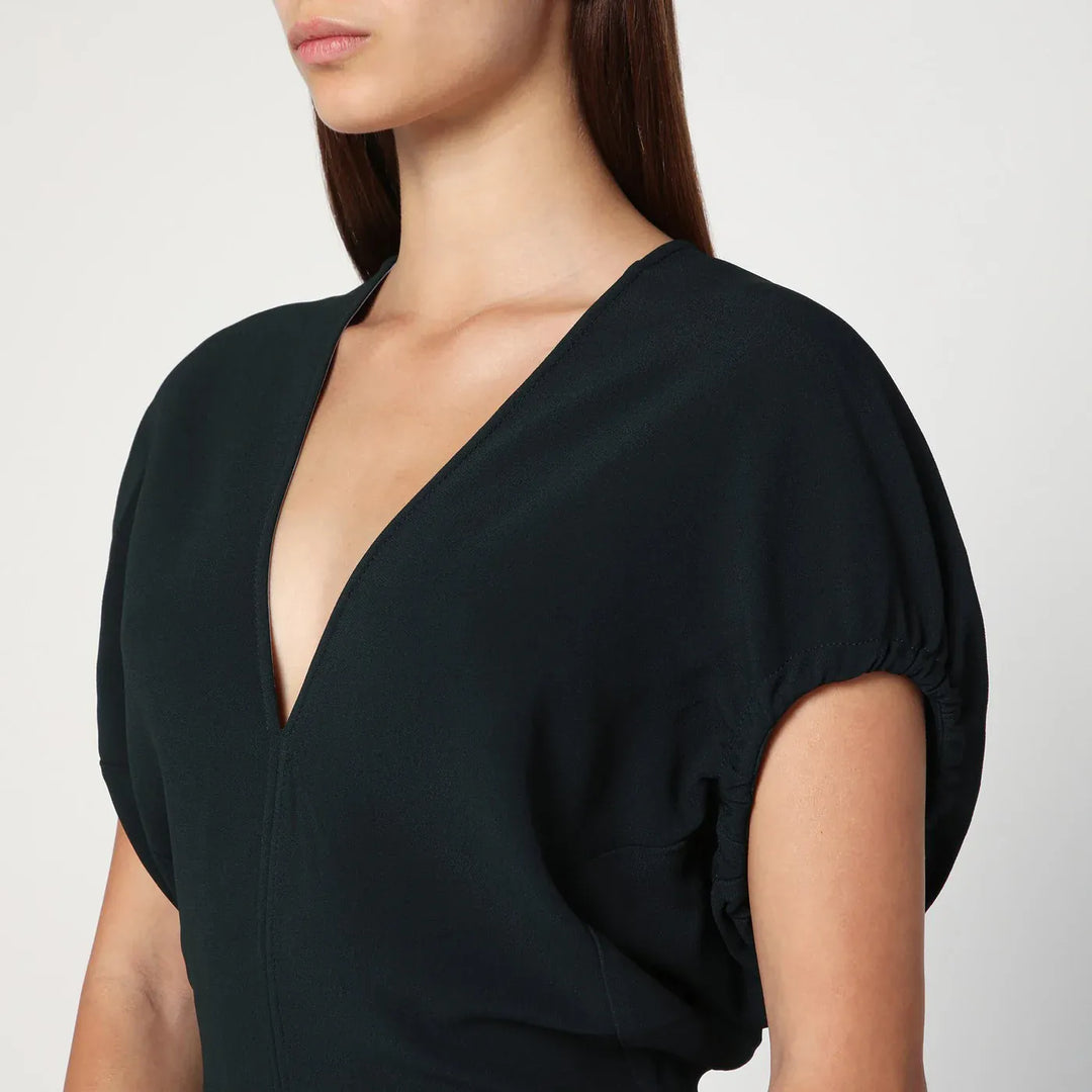 Victoria Beckham - Dark green midi dress in satin Brand Apparel &amp; Accessories 6 UK