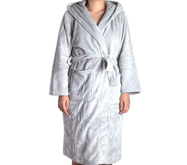 Brogo Bathrobe Brogo Microfiber Supersoft Hooded Bathrobe Dove S/M Brand