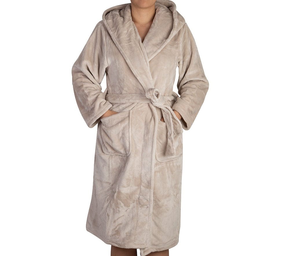 Brogo Bathrobe Brogo Microfiber Supersoft Hooded Bathrobe Sand S/M Brand