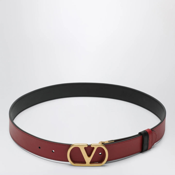 Valentino Garavani - Reversible VLogo Signature belt in glossy calfskin black/red Brand Belts