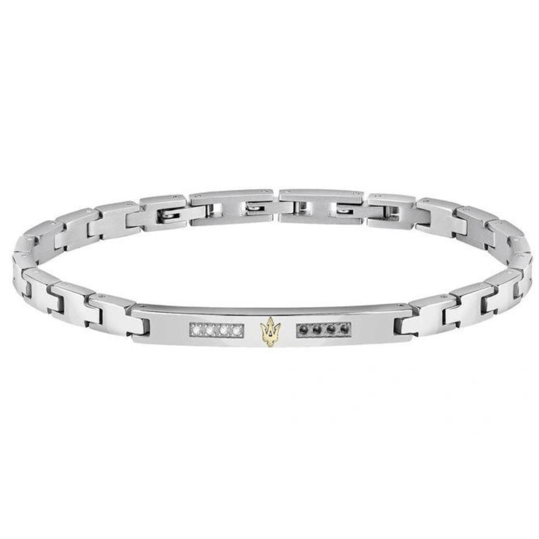 Maserati Bracelets Maserati Jewels Silver Bracelet With White & Black Zircons Brand