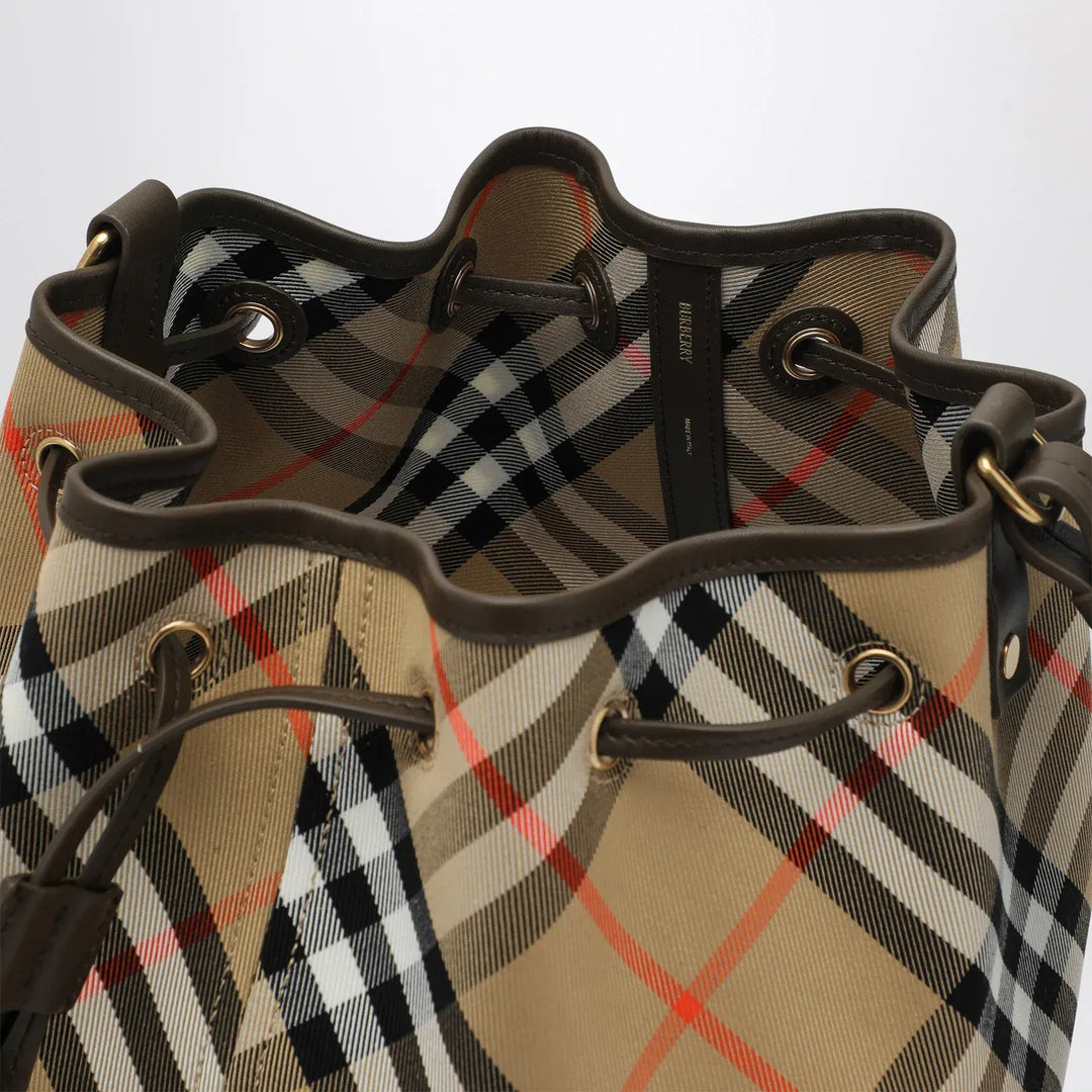 Burberry - Medium beige bucket bag with Check pattern Brand Bucket Bag TU