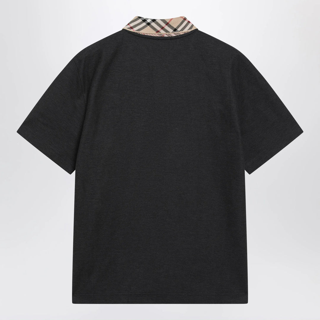 Burberry - Dark grey polo shirt with Check collar Brand