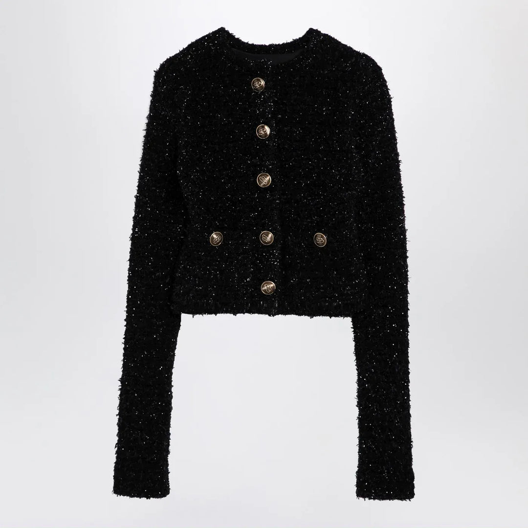 Balenciaga - Black cotton blend tweed cropped cardigan Brand Cardigan M