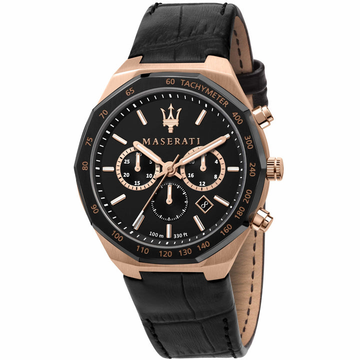 Maserati Chronograph Maserati Stile Black Chronograph Watch Rose Gold Maserati Stile Black Chronograph Watch For Men's Buy Now at Italian Lu Brand