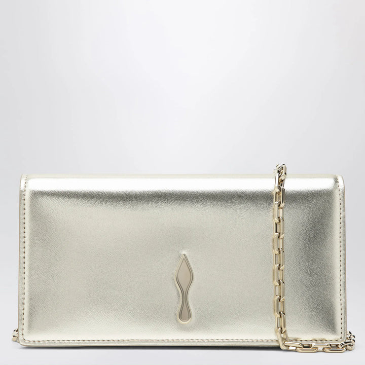 Christian Louboutin - Platinum-coloured leather clutch bag with chain Brand Clutch Bag U
